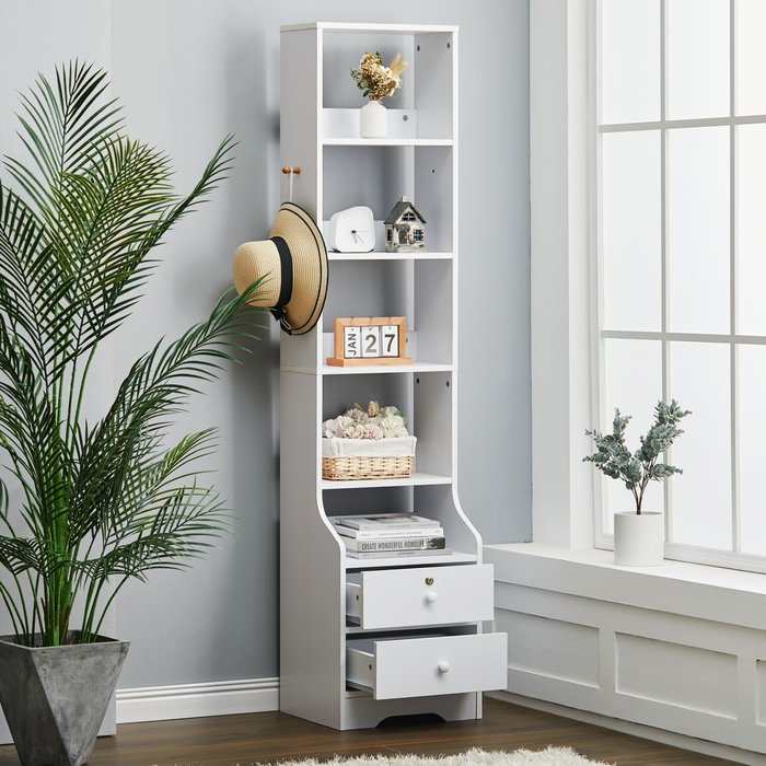 The Range | Livingandhome Side Table for Small Spaces - White / 174cm / 40cm Livingandhome Side Table for Small Spaces - White / 174cm / 40cm