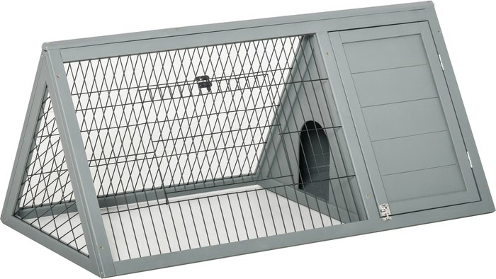 The Range | PawHut Pawhut Outside Wooden Rabbit Hutch With Outside Area - Grey PawHut Pawhut Outside Wooden Rabbit Hutch With Outside Area - Grey