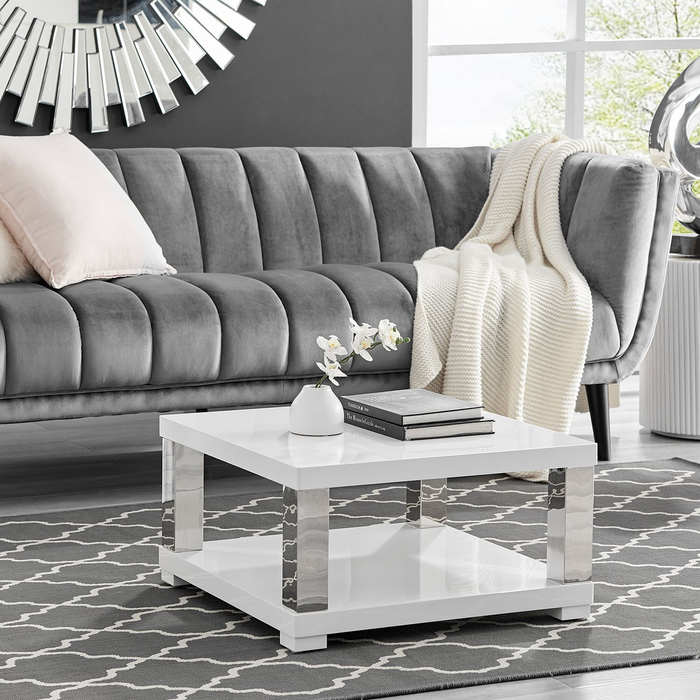 The Range | Furniture Box Furniture Box Anzio Square White High Gloss And Chrome Large Modern Coffee Table Furniture Box Furniture Box Anzio Square White High Gloss And Chrome Large Modern Coffee Table