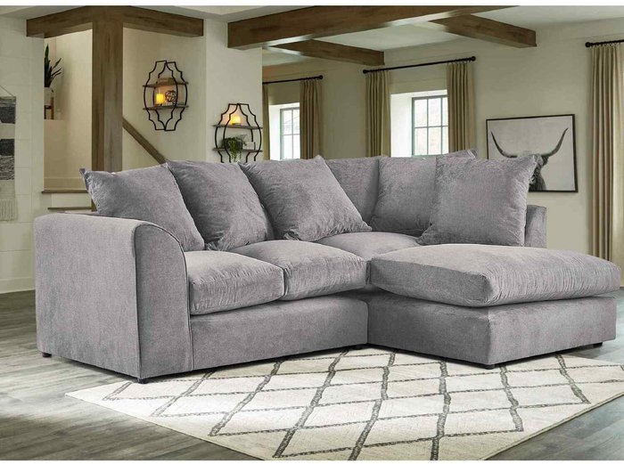 The Range | Simply Eleganza Mirana Modern Plush Velvet Corner RHF Sofa - Grey Simply Eleganza Mirana Modern Plush Velvet Corner RHF Sofa - Grey