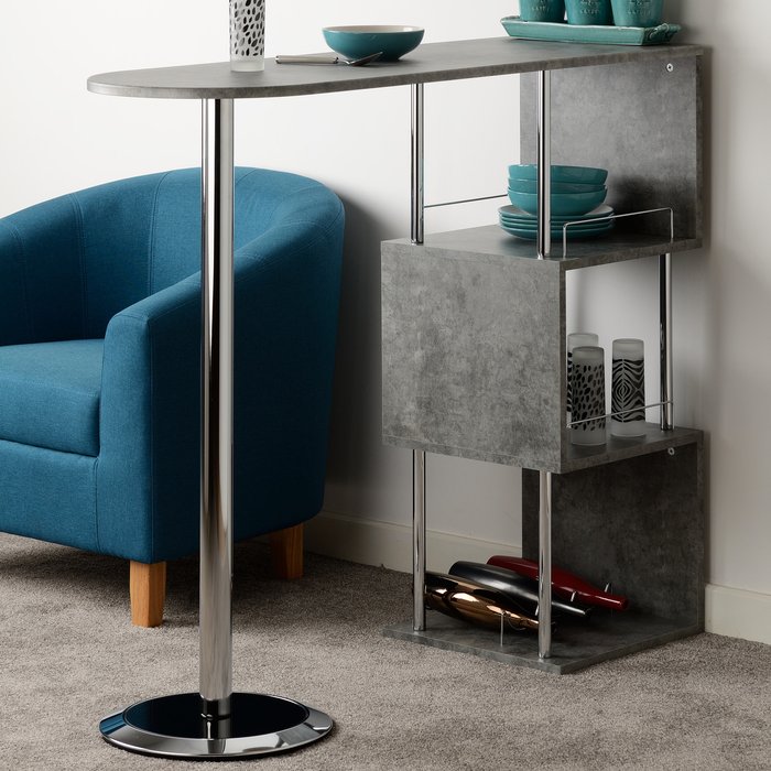 The Range | Seconique Charisma Home Bar Table - Concrete Chrome Seconique Charisma Home Bar Table - Concrete Chrome