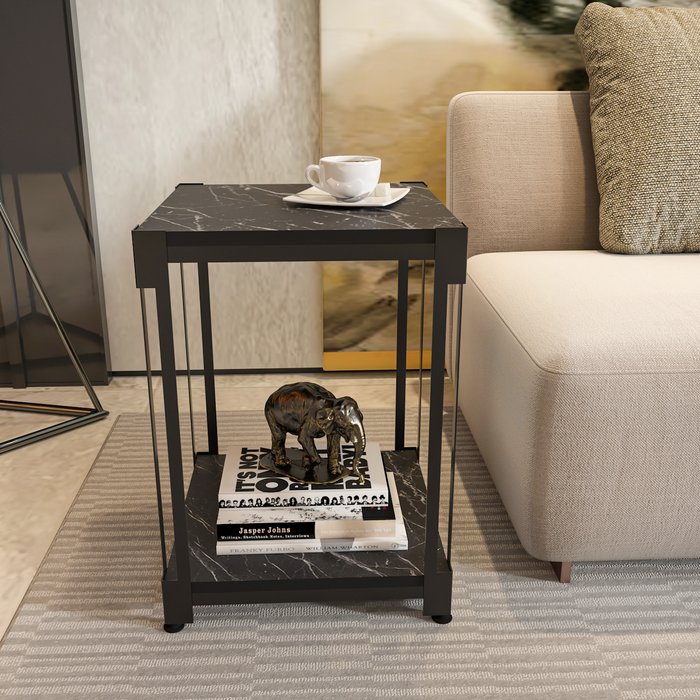 The Range | Decorotika Zenas Industrial Stylish Side Table End Table - Black Marble Effect Decorotika Zenas Industrial Stylish Side Table End Table - Black Marble Effect