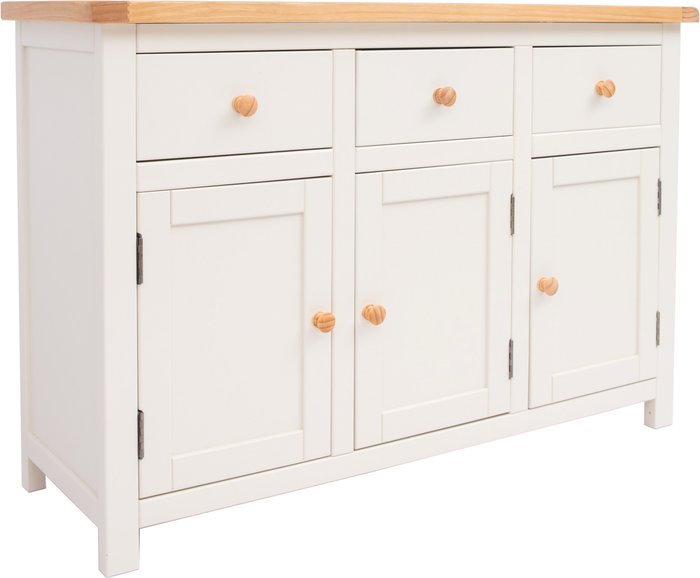 The Range | Cabinet Bits Maggiori 3 Door 3 Drawer Sideboard - White / Wood Knob Cabinet Bits Maggiori 3 Door 3 Drawer Sideboard - White / Wood Knob