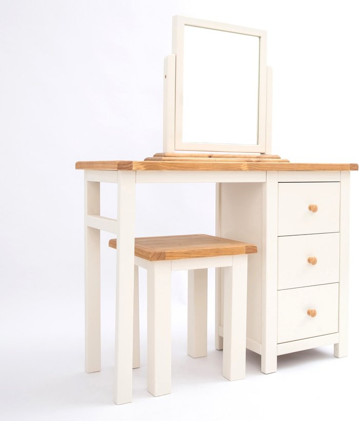 The Range | Cabinet Bits Maggiori 3 Drawer Dressing Table Set - White / Wood Knob Cabinet Bits Maggiori 3 Drawer Dressing Table Set - White / Wood Knob