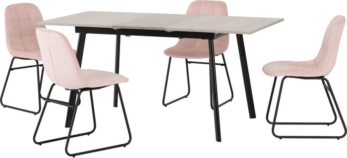 The Range | Seconique Avery Extending Dining Set with Lukas Chairs - concrete effect table and baby pink chairs Seconique Avery Extending Dining Set with Lukas Chairs - concrete effect table and baby pink chairs
