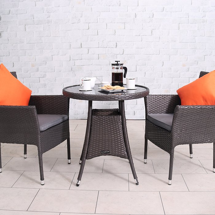 The Range | Royalcraft Royalcraft Malaga 2 Seater Stacking 70cm Bistro Set - Black Royalcraft Royalcraft Malaga 2 Seater Stacking 70cm Bistro Set - Black
