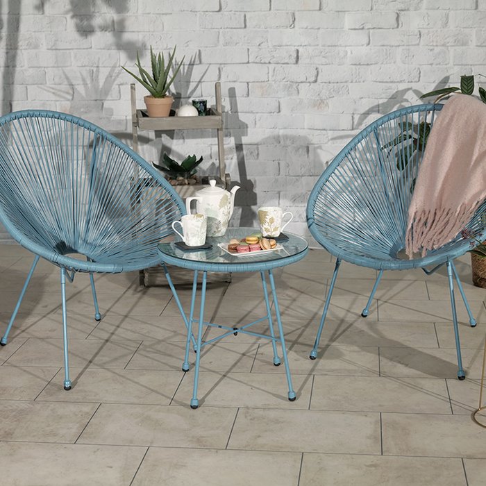 The Range | Royalcraft MONACO Blue 3 Piece Egg Chair Set - Blue Royalcraft MONACO Blue 3 Piece Egg Chair Set - Blue