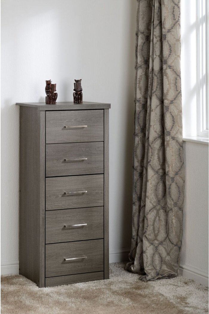 The Range | Seconique Lisbon 5 Drawer Narrow Chest - Black Seconique Lisbon 5 Drawer Narrow Chest - Black