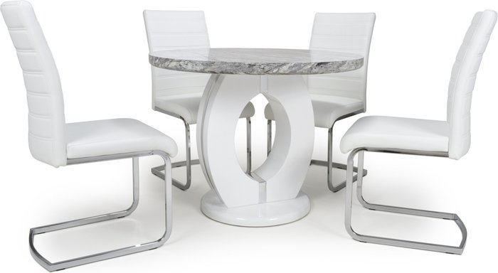The Range | Shankar Shankar Neptune Round Dining Table & 4 Callisto White Dining Chairs Set Shankar Shankar Neptune Round Dining Table & 4 Callisto White Dining Chairs Set