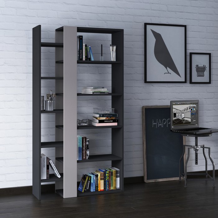 The Range | Decortie Lift Modern Bookcase Display Unit - Anthracite Grey - Mocha Grey Decortie Lift Modern Bookcase Display Unit - Anthracite Grey - Mocha Grey