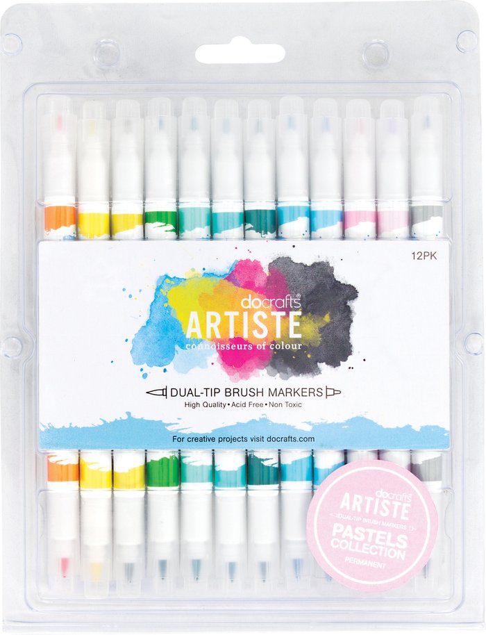 The Range | Artiste Pack of 12 Pastel Artiste Dual Tip Brush Markers - Multi Artiste Pack of 12 Pastel Artiste Dual Tip Brush Markers - Multi