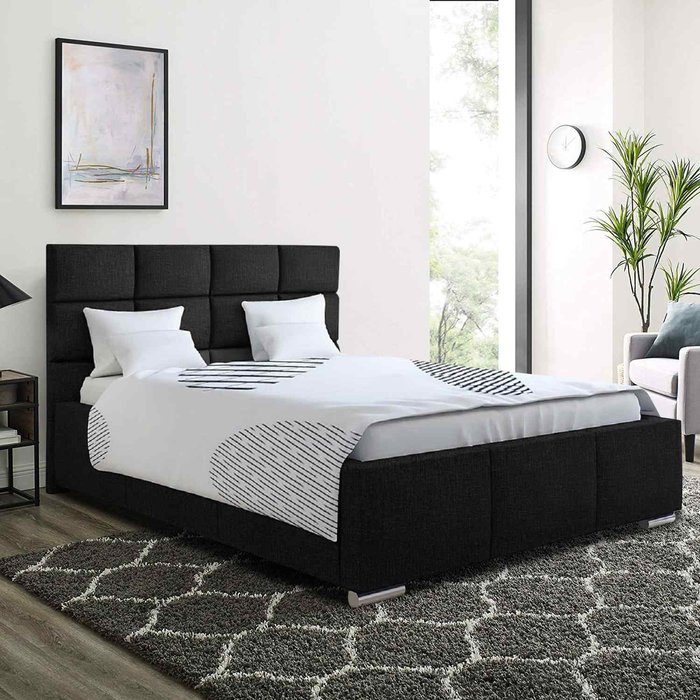 The Range | Gerali Bed Super King Plush Velvet Black Gerali Bed Super King Plush Velvet Black
