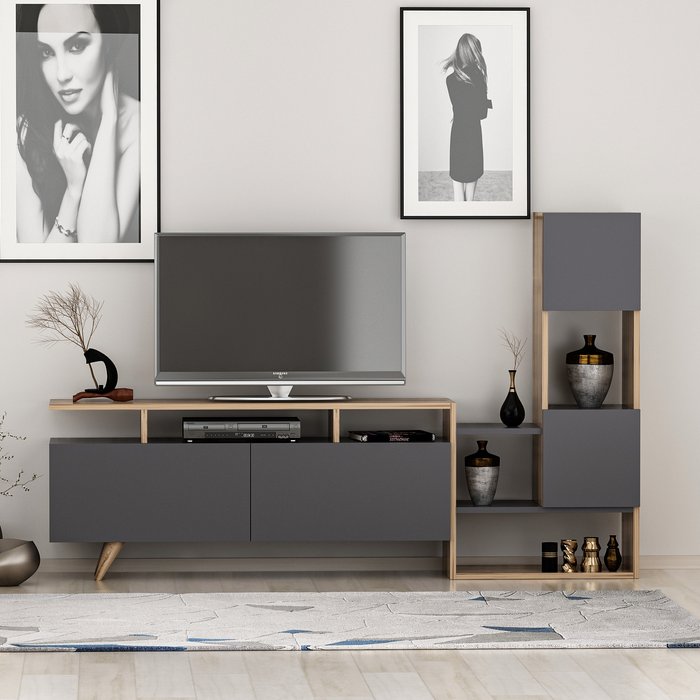The Range | Destina Home Dapne TV Stand and Media Console - Dark Oak - Anthracite Destina Home Dapne TV Stand and Media Console - Dark Oak - Anthracite