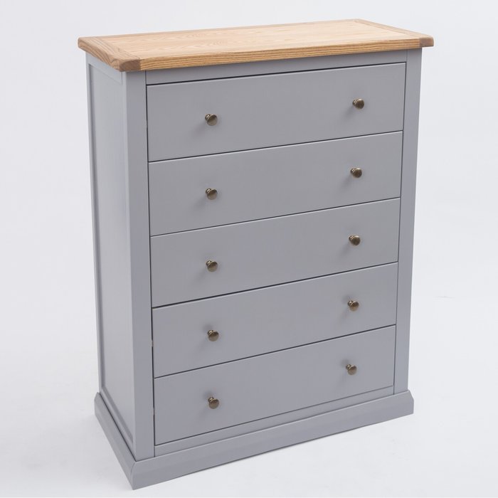 The Range | Cabinet Bits Rocca 5 Drawer Chest - Grey / Brass Cabinet Bits Rocca 5 Drawer Chest - Grey / Brass