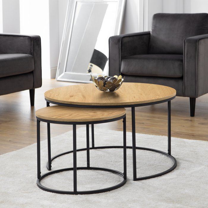 The Range | Julian Bowen Bellini Round Nesting Coffee Table - Oak Julian Bowen Bellini Round Nesting Coffee Table - Oak