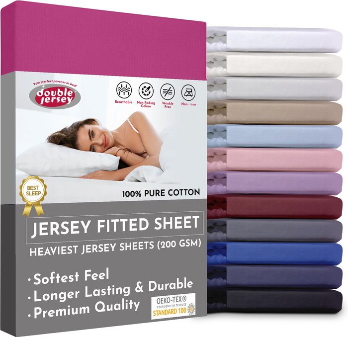 The Range | Double Jersey 180x200x32 cm Double Jersey - Cotton Fitted Sheets - Purple Double Jersey 180x200x32 cm Double Jersey - Cotton Fitted Sheets - Purple