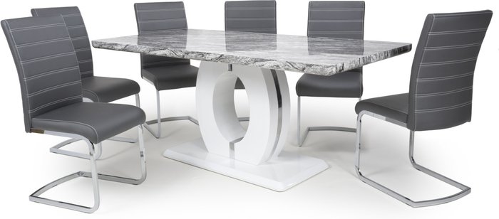 The Range | Shankar Shankar Neptune Large Dining Table & 6 Callisto Grey Dining Chairs Set Shankar Shankar Neptune Large Dining Table & 6 Callisto Grey Dining Chairs Set