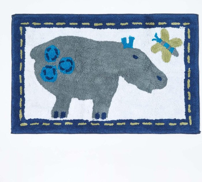 The Range | Homescapes Cotton Tufted Hippo Children Rug - Grey Homescapes Cotton Tufted Hippo Children Rug - Grey