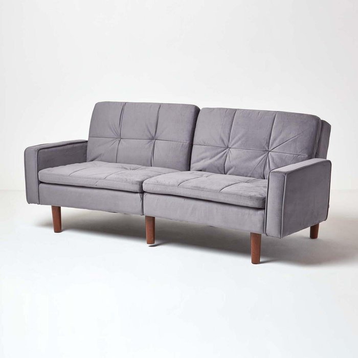 The Range | Homescapes Murphy Velvet Large 3 Seater Sofa Bed - Dark Grey Homescapes Murphy Velvet Large 3 Seater Sofa Bed - Dark Grey