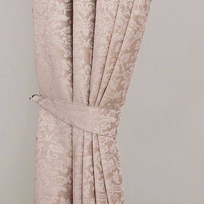 The Range | Homescapes Velvet Jacquard Curtain Tie Back Pair - Latte Homescapes Velvet Jacquard Curtain Tie Back Pair - Latte