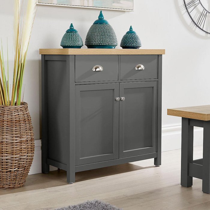 The Range | Home Source Avon 2 Door Cupboard with 2 Drawers Storage Unit - Graphite Home Source Avon 2 Door Cupboard with 2 Drawers Storage Unit - Graphite