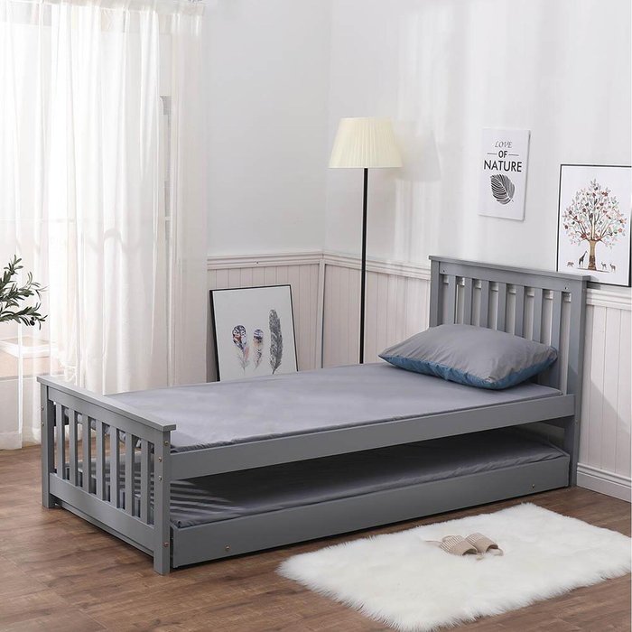 The Range | Home Source Florida Single Guest Bed with Trundle - Grey Home Source Florida Single Guest Bed with Trundle - Grey