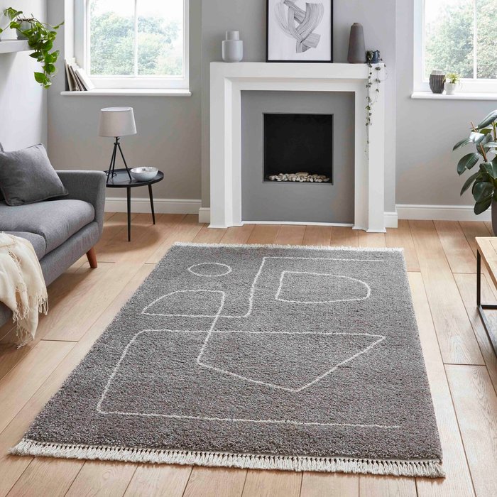 The Range | The Rug Wholesaler Grey and Cream Scandi Abstract Shaggy Rug - Grey / Cream The Rug Wholesaler Grey and Cream Scandi Abstract Shaggy Rug - Grey / Cream