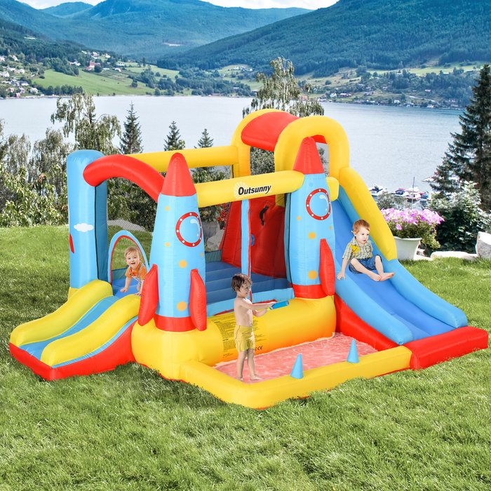 The Range | Outsunny Kids 3 in 1 Bounce Castle House - Blue Outsunny Kids 3 in 1 Bounce Castle House - Blue