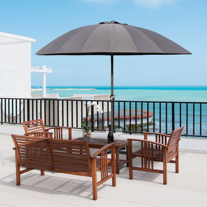 The Range | Outsunny Round Curved Adjustable Parasol - Dark Grey Outsunny Round Curved Adjustable Parasol - Dark Grey