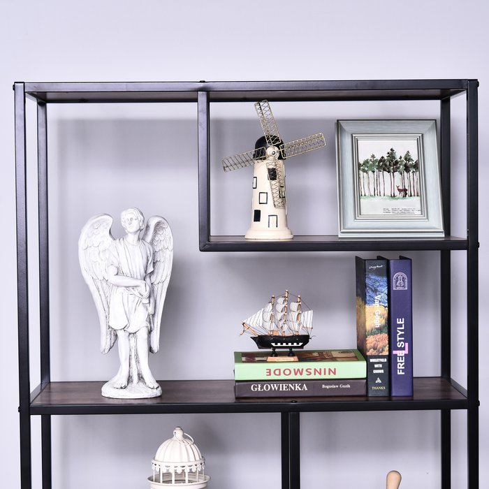 The Range | HOMCOM Industrial Style Wooden Bookshelf - Rustic Brown, Black HOMCOM Industrial Style Wooden Bookshelf - Rustic Brown, Black