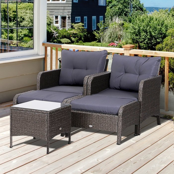 The Range | Outsunny 5 Piece PE Rattan Furniture Set - Dark Grey Outsunny 5 Piece PE Rattan Furniture Set - Dark Grey