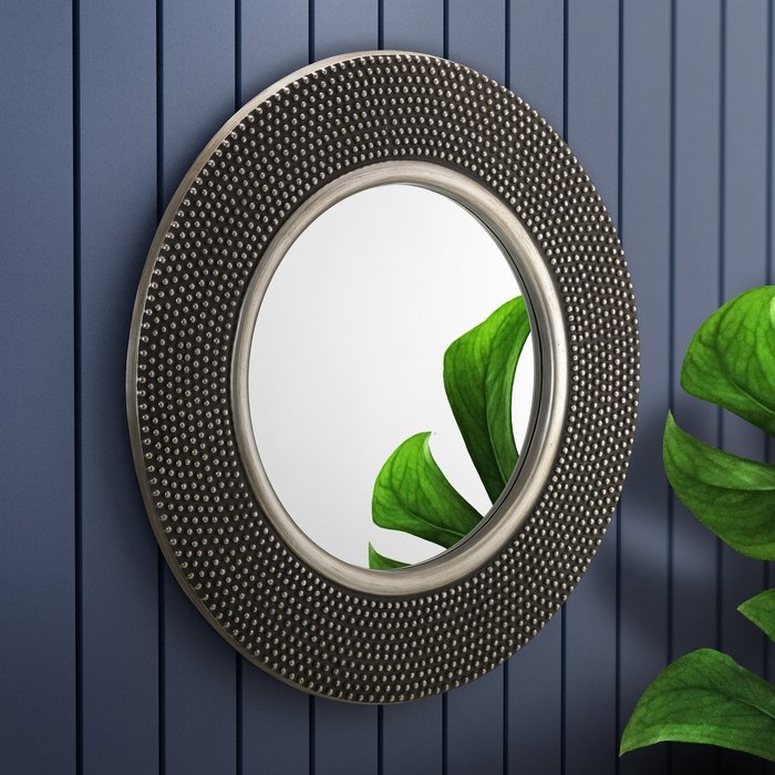 The Range | Julian Bowen Adagio Round Studded Wall Mirror - Grey Julian Bowen Adagio Round Studded Wall Mirror - Grey