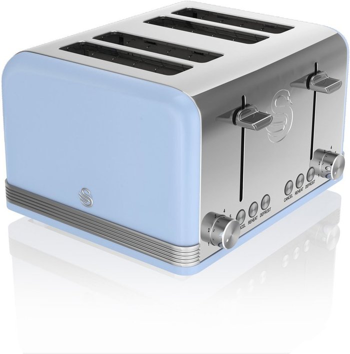 The Range | Swan Swan ST19020BLN 4-Slice Retro Toaster - Blue Swan Swan ST19020BLN 4-Slice Retro Toaster - Blue