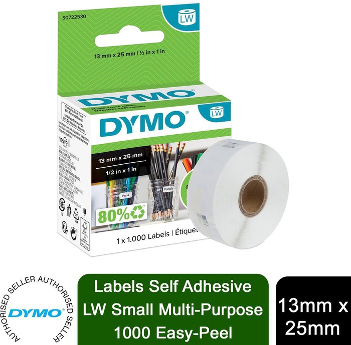The Range | Dymo Dymo 11353 LabelWriter Labels 13mmx25mm White (Pack of 1000) S0722530 Dymo Dymo 11353 LabelWriter Labels 13mmx25mm White (Pack of 1000) S0722530
