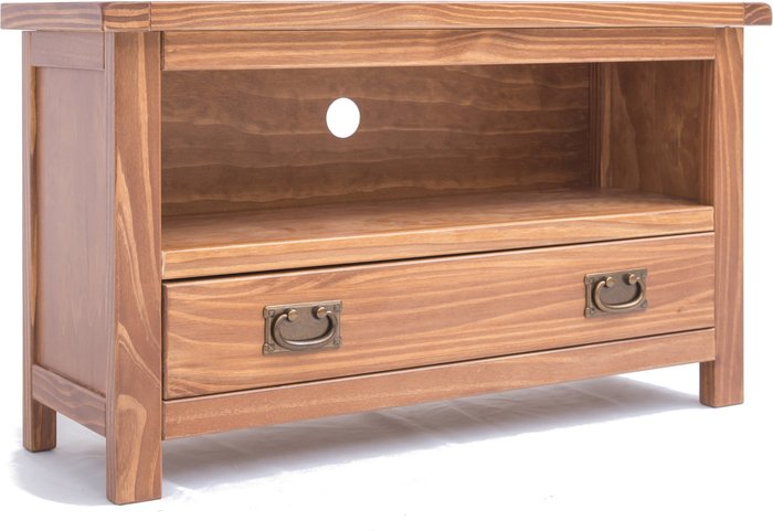 The Range | Cabinet Bits Padua 1 Drawer TV Unit - Drop Handle - Light Brown / Antique Brass Drop Cabinet Bits Padua 1 Drawer TV Unit - Drop Handle - Light Brown / Antique Brass Drop