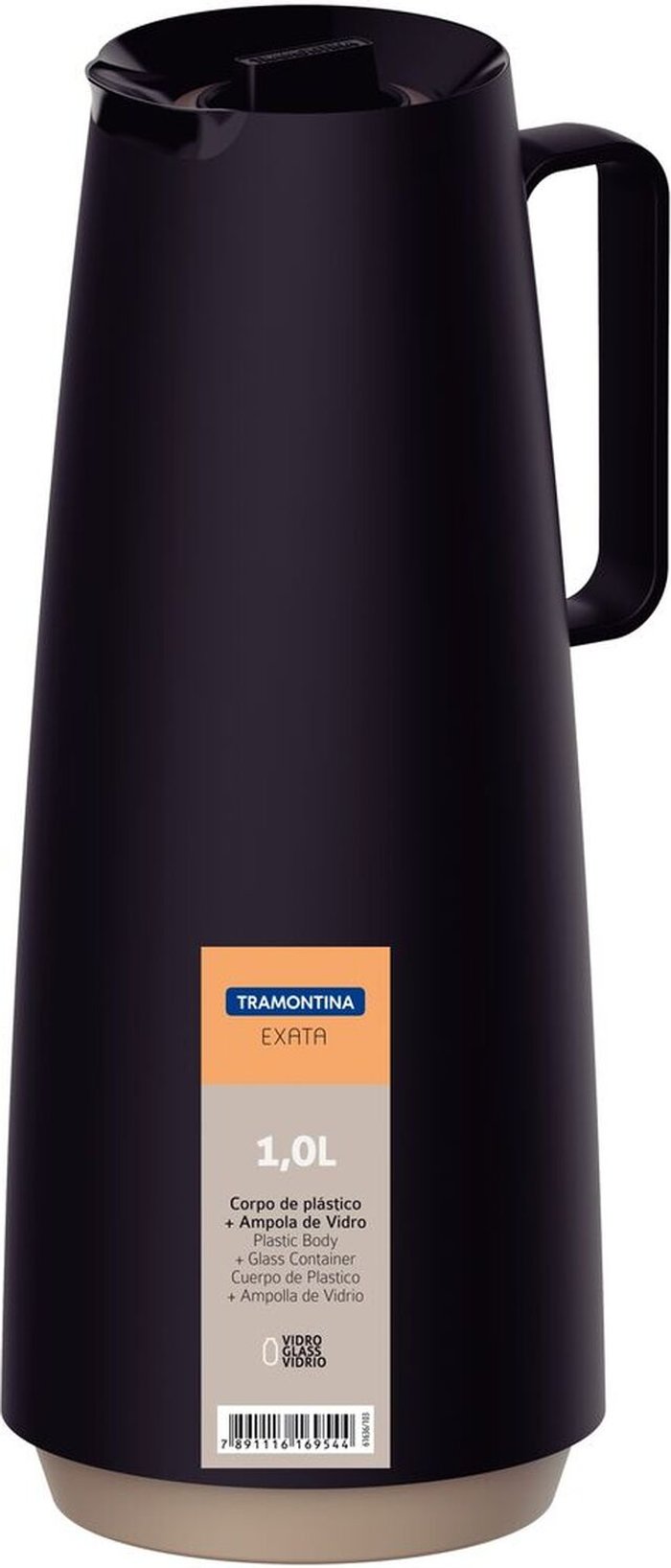 The Range | Tramontina Tramontina Thermal Flask, Interior Glass Container, Black, 1.0l Tramontina Tramontina Thermal Flask, Interior Glass Container, Black, 1.0l