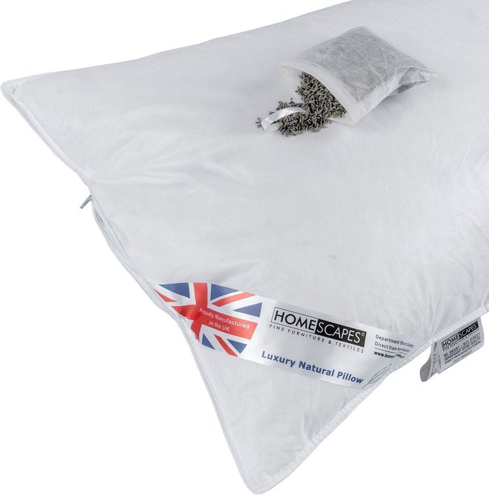 The Range | Homescapes Extra Fill Goose Feather Down Lavender Pillow - White Homescapes Extra Fill Goose Feather Down Lavender Pillow - White