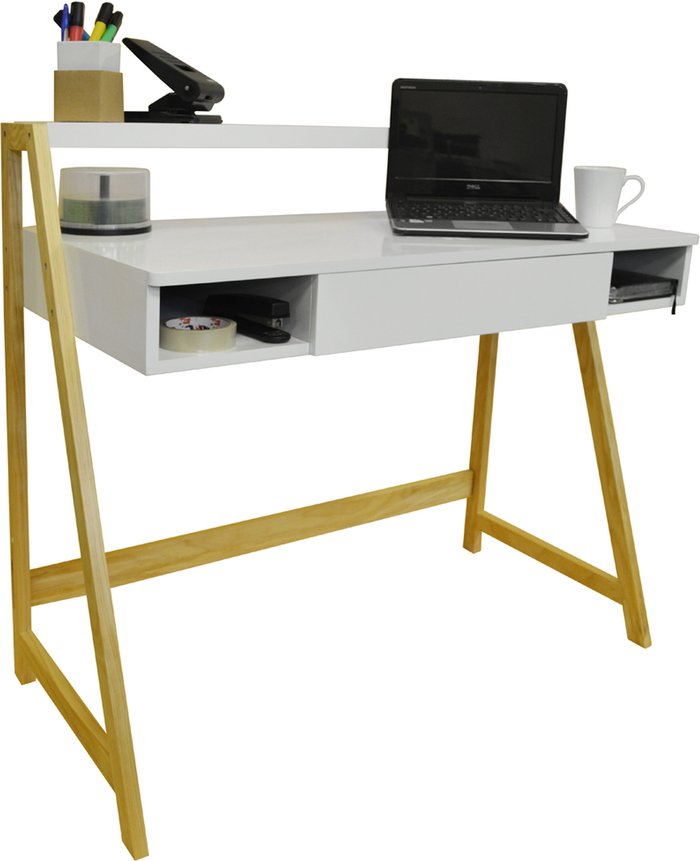 The Range | Techstyle Techstyle Lean Retro Office Desk / Computer Workstation / Pine / White Techstyle Techstyle Lean Retro Office Desk / Computer Workstation / Pine / White