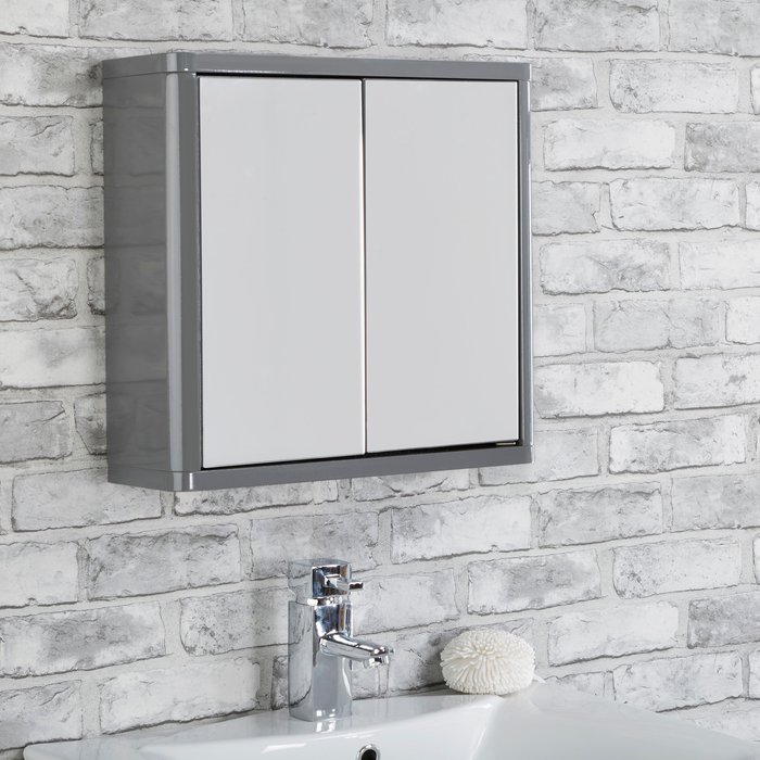 The Range | Llyod Pascal Sicily Grey Double-Door Mirror Cabinet Grey Llyod Pascal Sicily Grey Double-Door Mirror Cabinet Grey