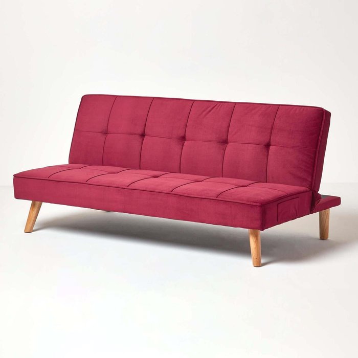 The Range | Homescapes Bower Velvet Large 3 Seater Sofa Bed - Bordeux Homescapes Bower Velvet Large 3 Seater Sofa Bed - Bordeux