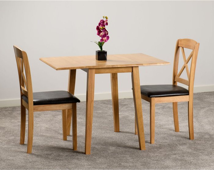 The Range | Seconique Mason Double Drop Leaf Dining Set - Oak/ Brown PU Seconique Mason Double Drop Leaf Dining Set - Oak/ Brown PU