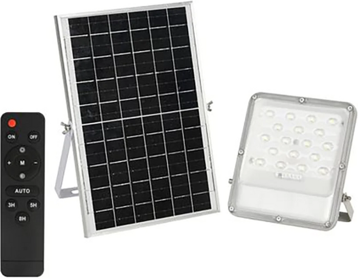 The Range | EnerJ Smart 50W LED Floodlights with Solar Panel 12W - Grey EnerJ Smart 50W LED Floodlights with Solar Panel 12W - Grey