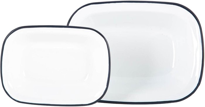 The Range | Argon Tableware White Enamel Pie Dishes 2pc Set - Navy Argon Tableware White Enamel Pie Dishes 2pc Set - Navy