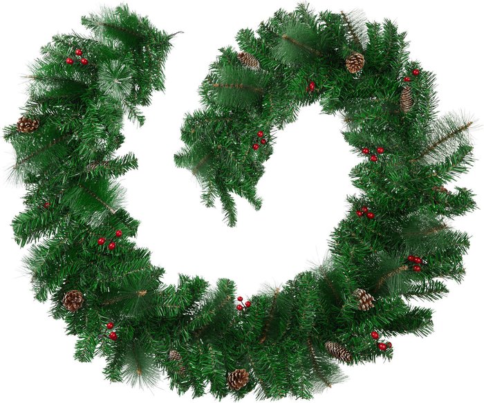 The Range | TECTAKE Lifelike Christmas Garland With Pinecones - Red/Green TECTAKE Lifelike Christmas Garland With Pinecones - Red/Green