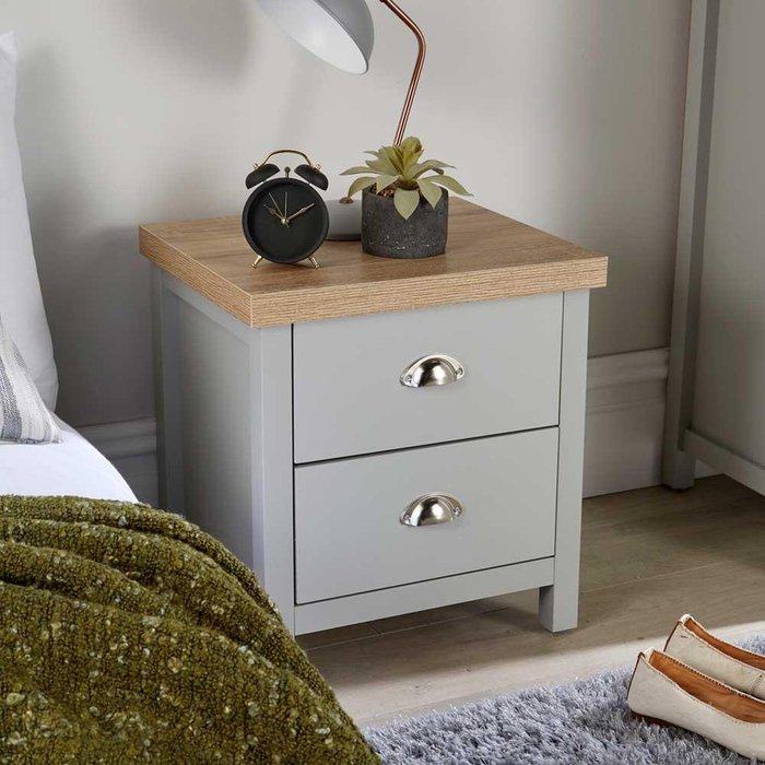 The Range | Home Source Avon 2 Drawer Bedside Table Bedroom Storage Unit - Grey Home Source Avon 2 Drawer Bedside Table Bedroom Storage Unit - Grey
