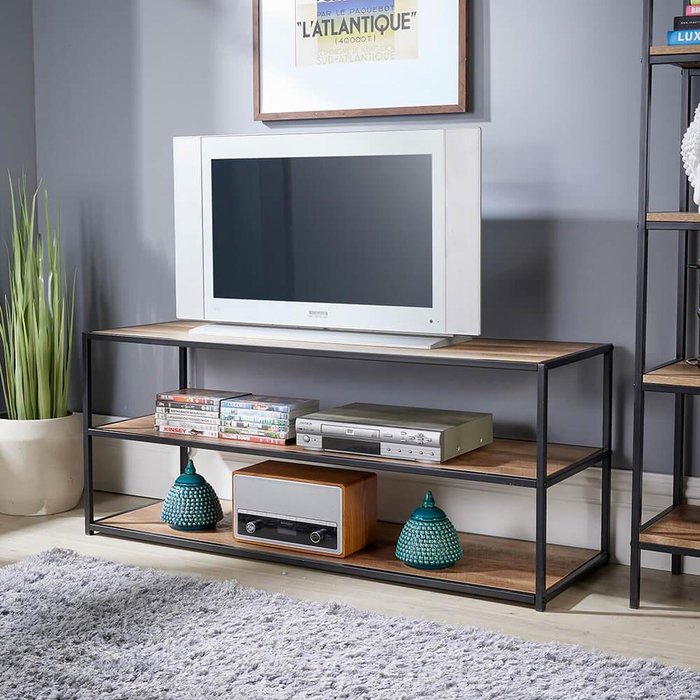 The Range | Home Source Oakmere Industrial TV Stand Media Storage Unit - Natural - Natural Home Source Oakmere Industrial TV Stand Media Storage Unit - Natural - Natural