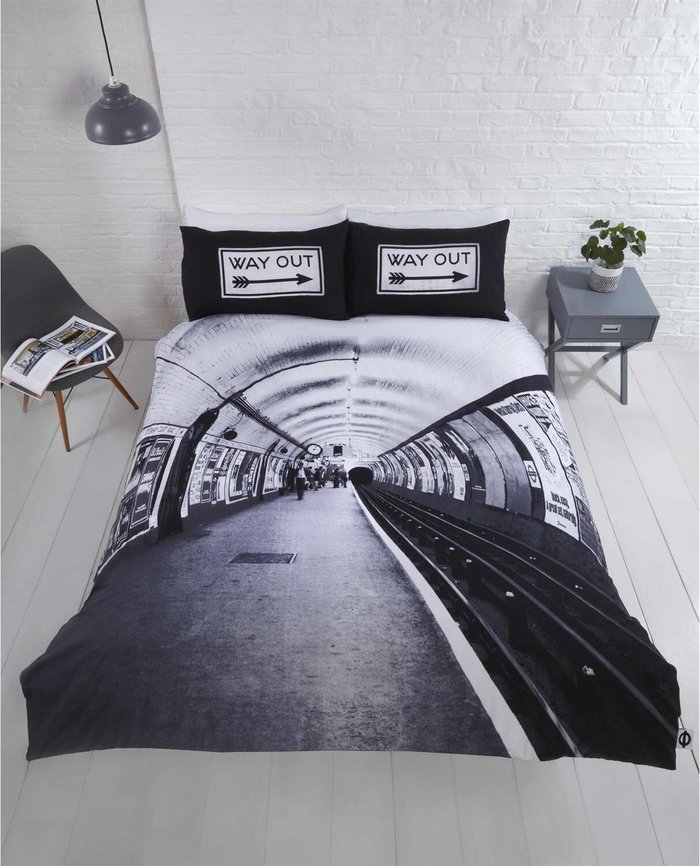 The Range | Rapport London Underground Platform Duvet Cover Set - Black Rapport London Underground Platform Duvet Cover Set - Black