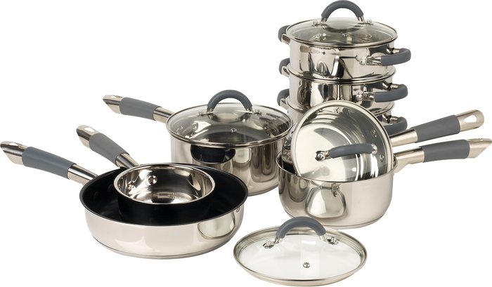 The Range | Salter Salter Eight Piece Stainless Steel Pan Set Salter Salter Eight Piece Stainless Steel Pan Set