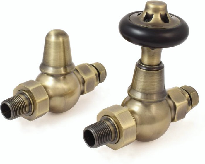 The Range | Towelrads Towelrads Manual Straight Valve & Lockshield Set - Antique Brass Towelrads Towelrads Manual Straight Valve & Lockshield Set - Antique Brass