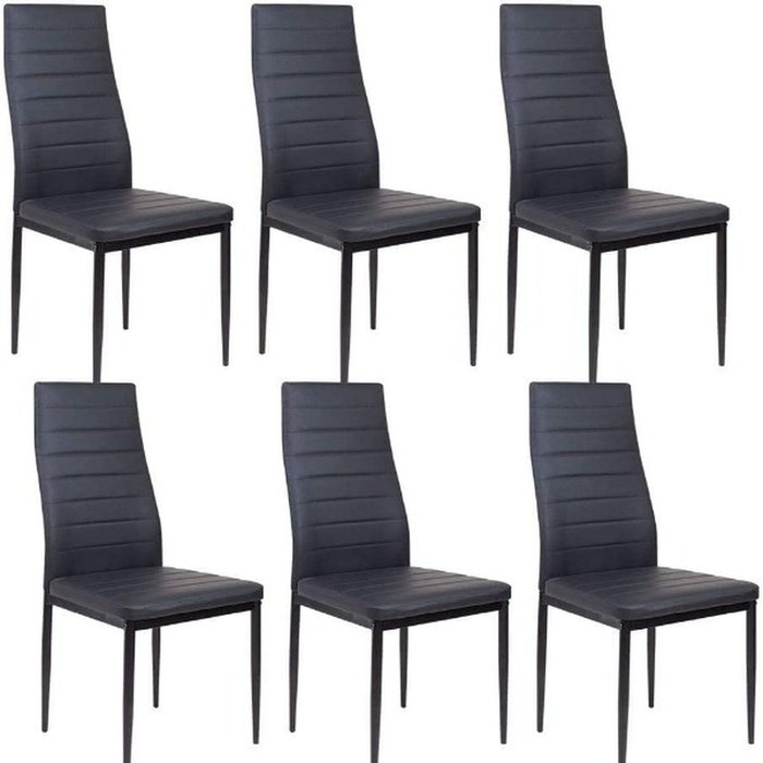 The Range | Kosy Koala Set of 6 Black Faux Leather Padded Chairs - Black Kosy Koala Set of 6 Black Faux Leather Padded Chairs - Black